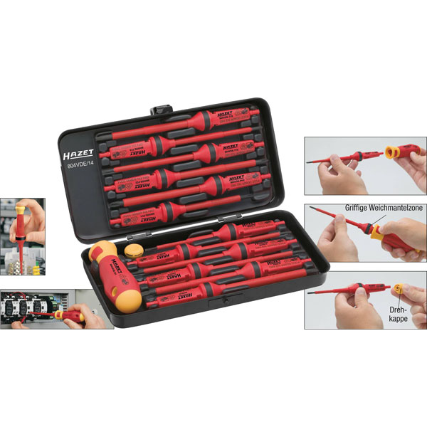 Hazet 804VDE/14 VDE Bit Set 14-Piece 1000V Safe Non-Slip Grip
