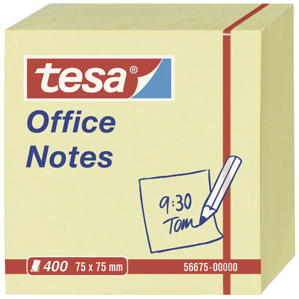 Tesa 56675-00000 Office Notes Cube 400 Sheets Yellow 75x75mm Solve...