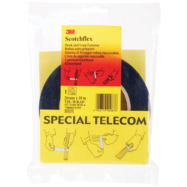 3M FE-5100-9030-4 Scotchflex Hook-and-Loop Tape 10m Black UV/Water...