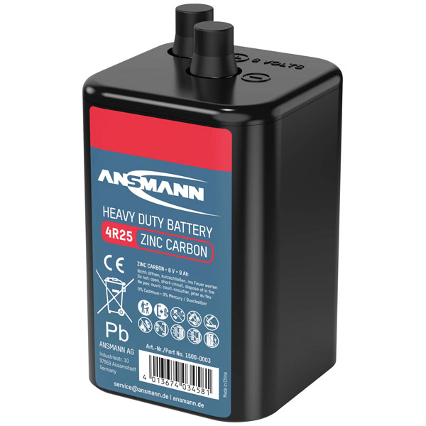 Ansmann 1500-0003 Battery 4R25 6V 9000mAh For Lanterns & Alarms
