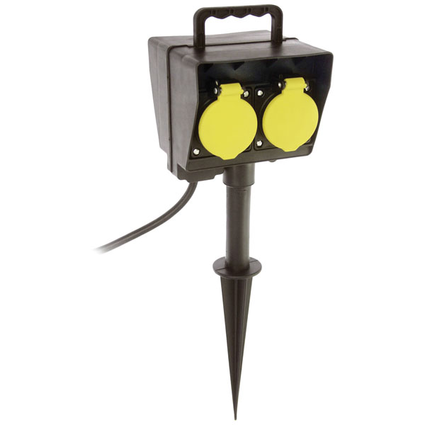AS Schwabe 60685 Power Strip Timer Weatherproof 2x Black Ground Spike