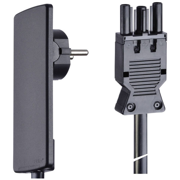 EVOline 151000152100 Power Cable Black 1.50m Flat Angled Plug