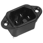 K & B 42R321111 IEC Connector Vertical 2+PE 10A Black With Fuse
