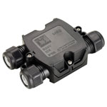 SLV 228726 Junction Box Black Connects 3 Cables IP68 for Outdoor Use