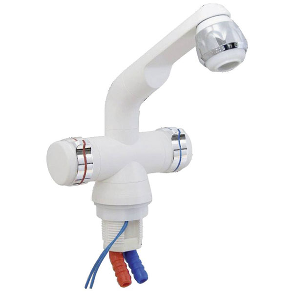 Barwig 4100-235 Dual Level Mixer Tap 10mm Hose White/Chrome Swivelling