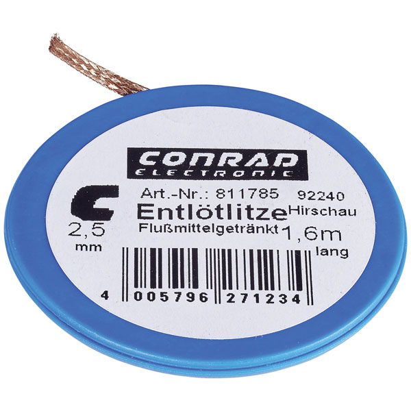 CE 271625001 907102 Desoldering Braid 1.6m x 2.5mm Plastic Dispenser
