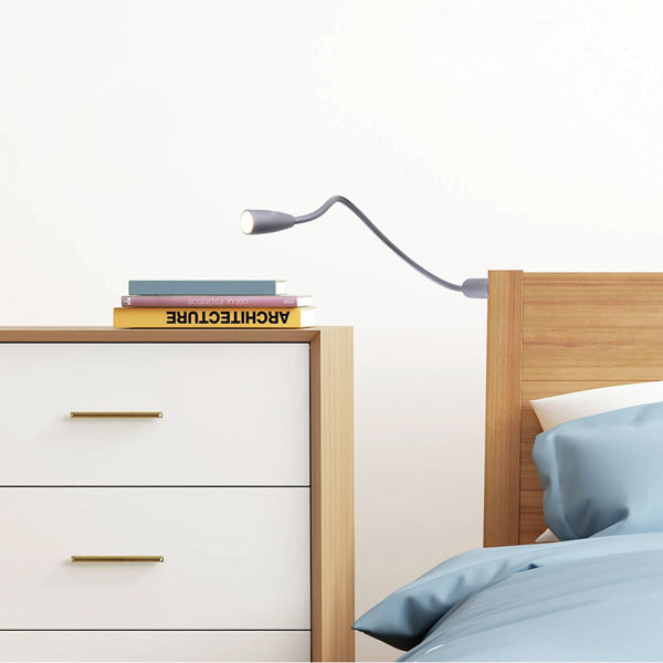 Heitronic 27745 Berta LED Bedside Light 1.5W Warm White Silver