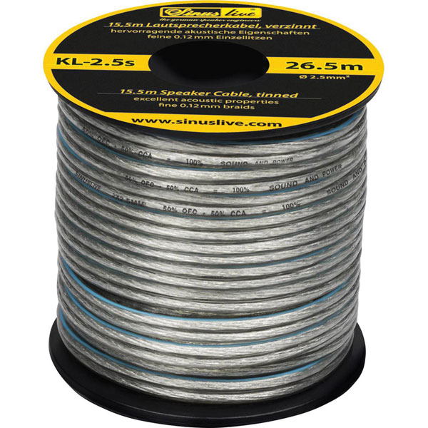 Sinuslive KL-2,5S Speaker Cable 2.50mm² Silver 15.5m Zinc-Coated L...