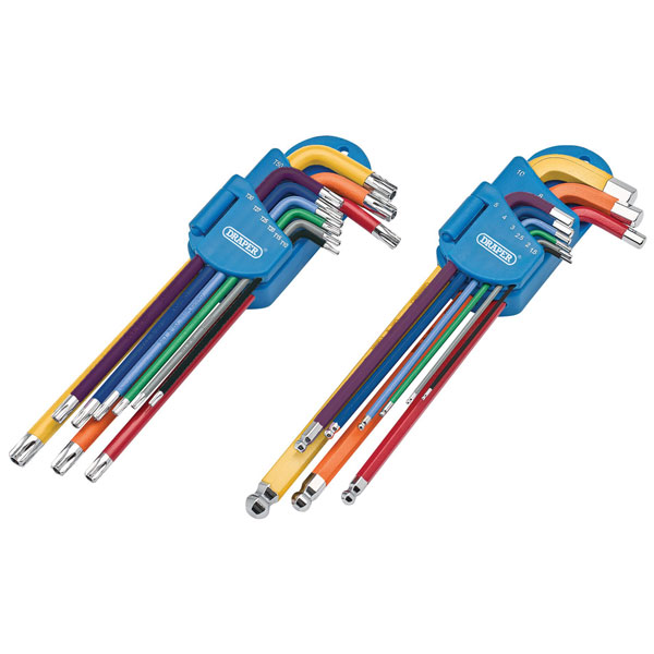 Draper 04776 TX-STAR® Security & Hex Metric Long Arm Key Set, Colo...