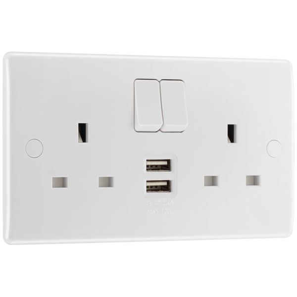 BG 822UAAC15 White Nexus 13A 2G Sw Skt + USB 2 X A + 1 X C 15W