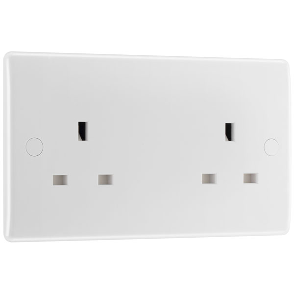 BG 824 White Nexus Moulded Double Unswitched 13A Power Socket