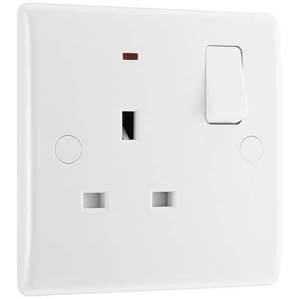 BG 825 White Nexus Moulded Single Switched 13A Power Socket - Powe...