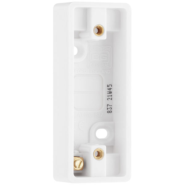 BG 837 White Nexus Moulded 1 Gang Architrave Surface Box, 19mm