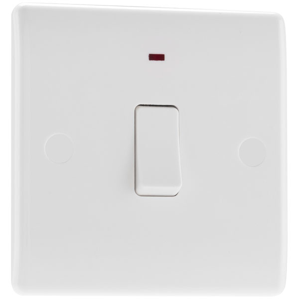 BG 831 White Nexus Moulded Single Switch, 20A With Power Indicator