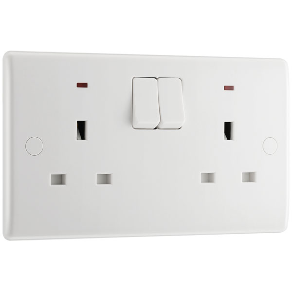 BG 826 White Nexus Moulded Double Switched 13A Power Socket - Powe...