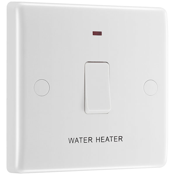 BG 833WH White Nexus Moulded Single Water Heater Switch 20A Indica...