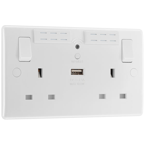 BG 821UAC18 White Nexus 13A 1G Sw Skt + USB A + C (18W)