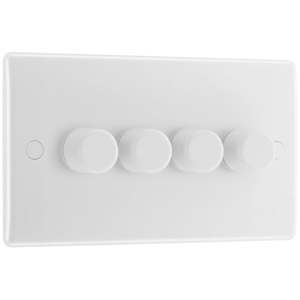 BG 884 White Nexus Moulded 200W Quadruple Dimmer Switch 2-Way Push...