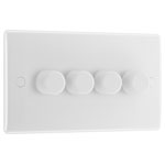 BG 884 White Nexus Moulded 200W Quadruple Dimmer Switch 2-Way Push On/Off