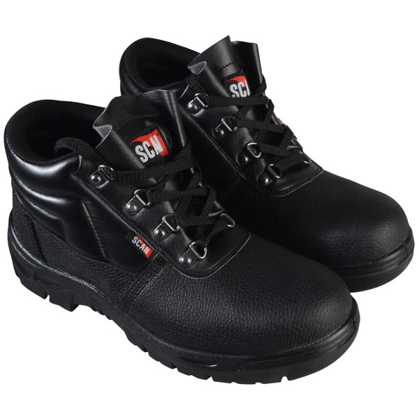 Scan JC-B917 4 D-Ring Chukka Safety Boots Black UK 3 EUR 36