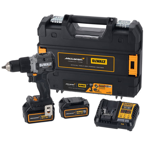 DEWALT DCD85MP2T-GB DCD85MP2T McLaren F1 XR Brushless Com 18V 2x 5Ah