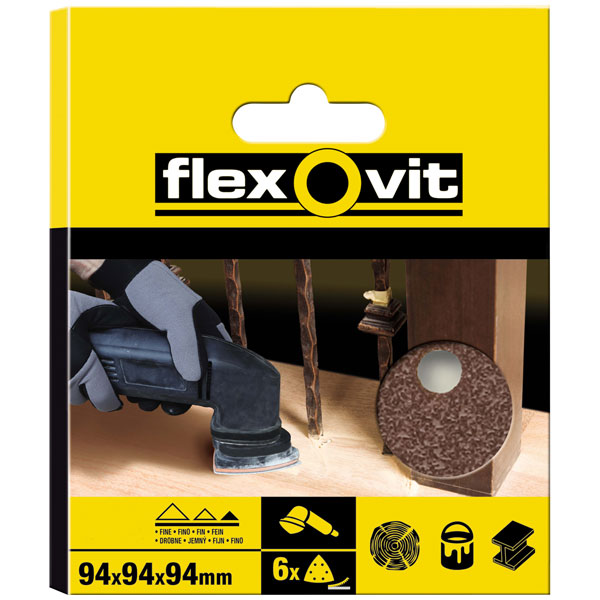 Flexovit 78072764912 Delta Hook & Loop Sanding Sheet 94mm Coarse 5...