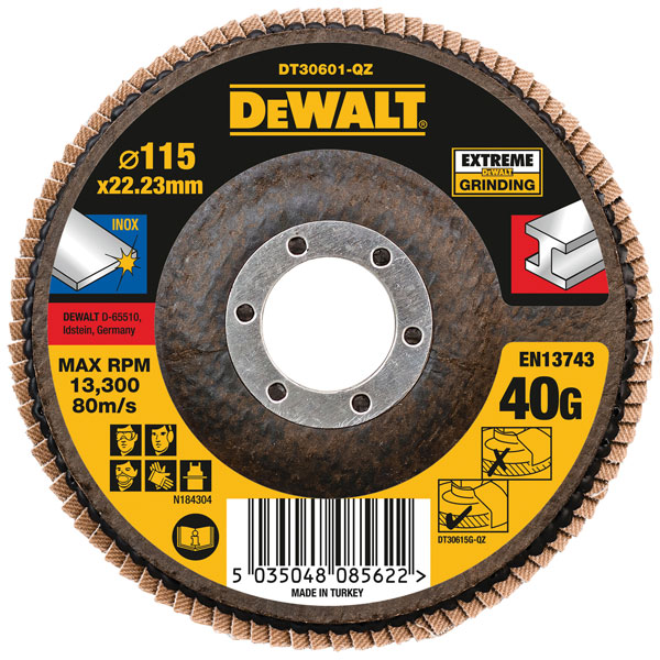 DEWALT DT30621-QZ Extreme Flap Disc 115 x 22.2mm 80G