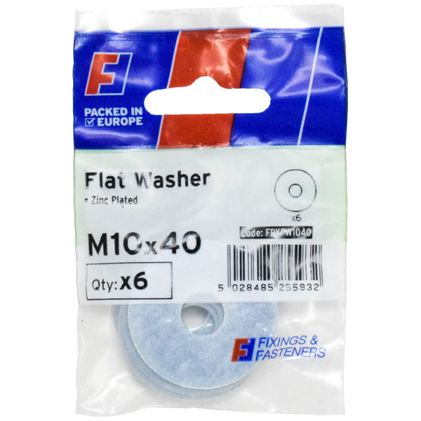 ForgeFix FPKFW840 Flat Washers ZP M8 x 40mm ForgePack 6