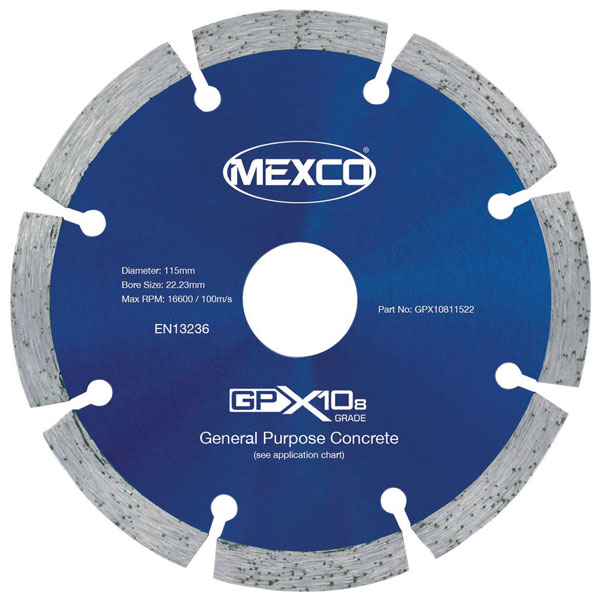 MEXCO GPX10812522 GPX10-8 Concrete Diamond Blade 125 x 22mm