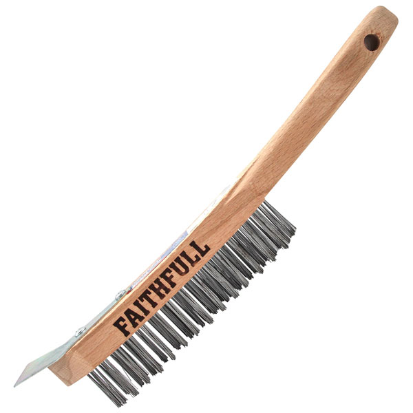 Faithfull FAI6804SRF Heavy-Duty Scratch Brush with Scraper - 4 Row