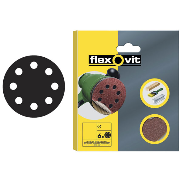 Flexovit 78072764744 Hook & Loop Sanding Disc 115mm Medium 80G (Pa...