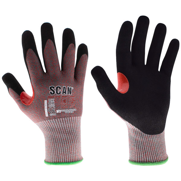 Scan NJC3258DQ Nitrile Palm Cut F Gloves - L (Size 9)
