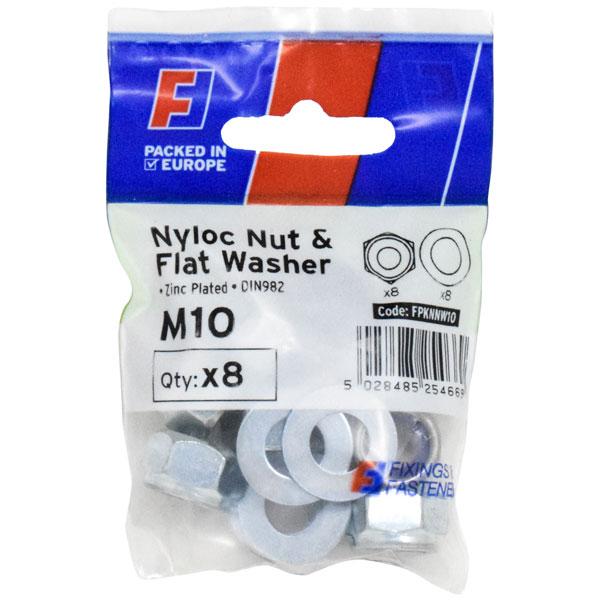ForgeFix FPKNNW10 Nyloc Nut & Washer M10 ForgePack 8