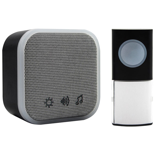 Uni-Com 98476+W96001 Portable Door Chime, Black