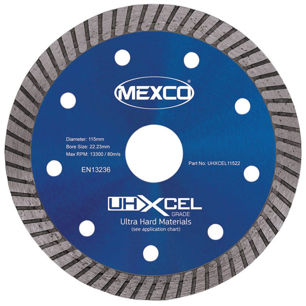 MEXCO UHXCEL11522 UHXCEL Ultra Hard Materials Diamond Blade 115 x 22mm