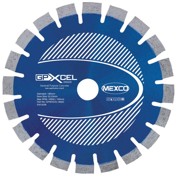 MEXCO GPXCEL18022 XCEL GRADE Concrete Diamond Blade 180 x 22mm