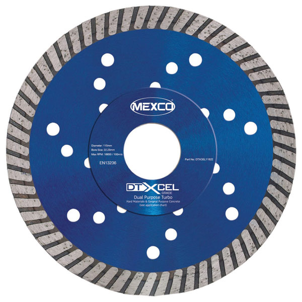 MEXCO DTXCEL11522 XCEL Grade Dual Purpose Turbo Diamond Blade 115 ...