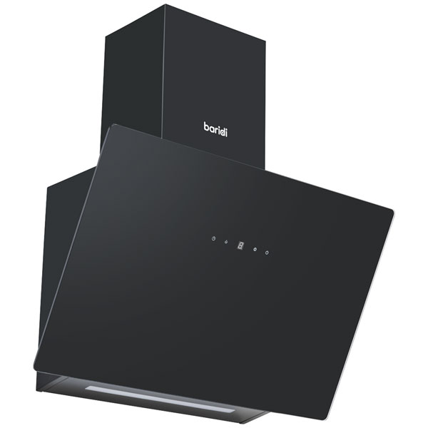 Baridi Black Angled Chimney Cooker Hood With Touch Controls & Carbon Filters 60Cm - Glass - Image 3