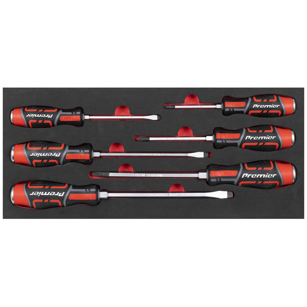 Sealey TBT54 Premier Hammer-Thru Screwdriver Set with Tool Tray 6pc
