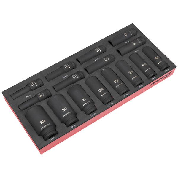 Sealey TBT47 Premier Deep Impact Socket Set with Tool Tray 1/2"Sq ...
