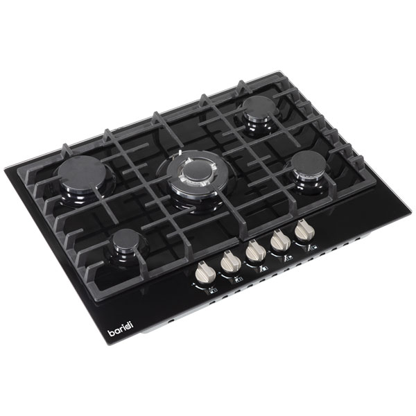 Baridi Black Gas Hob With 5 Cooking Zones 70Cm - Image 6