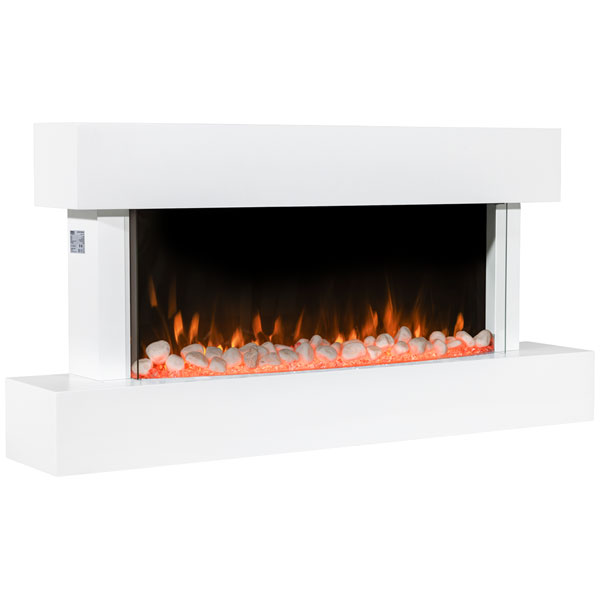 Electric Fireplace 46"" Wall Mounting Fire LED Flame Effects White Baridi DH113 A - Image 4