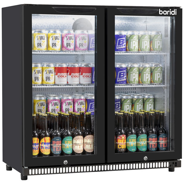 Baridi DH272 Hinged Double Door, Back Bar Drinks Fridge/Cooler, 190L
