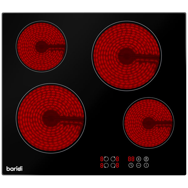 Baridi DH131 Integrated Ceramic Hob with 4 Cooking Zones 60cm - Bl...