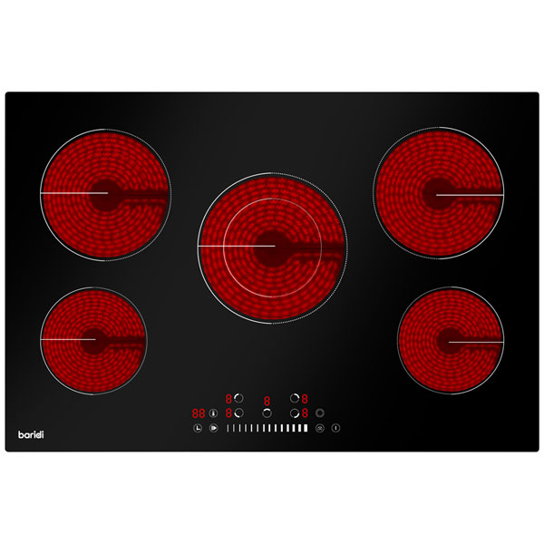 Baridi DH175 Integrated Ceramic Hob with 5 Cooking Zones 77cm - Bl...