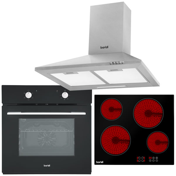 Baridi DH185 Integrated Ceramic 4 Zone Hob, Fan Electric Oven & Co...