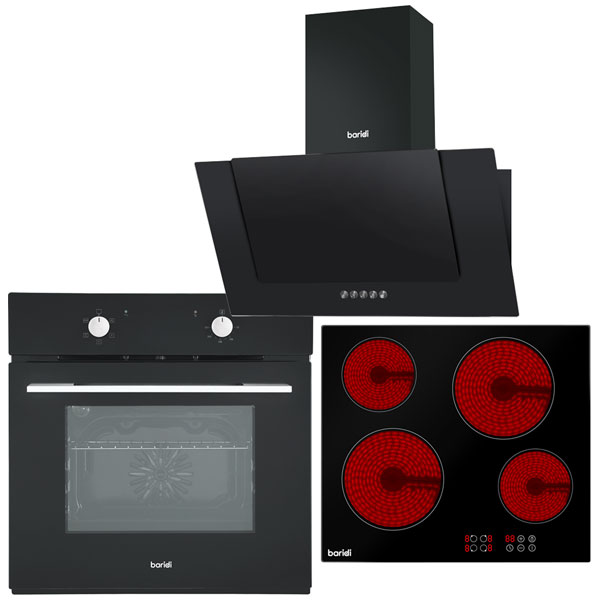 Baridi DH186 Integrated Ceramic 4 Zone Hob, Fan Oven & Angled Cook...