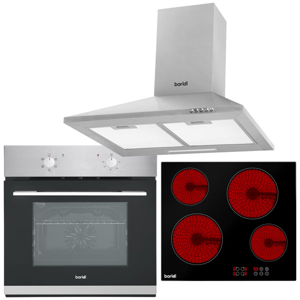 Baridi DH188 Integrated Ceramic 4 Zone Hob, Fan Oven & Cooker Hood