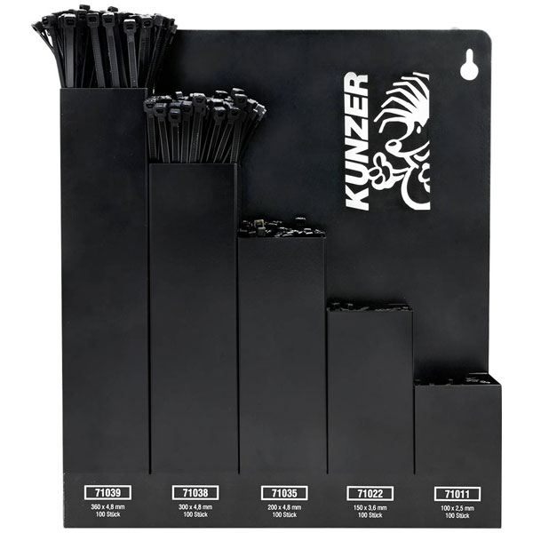Kunzer 7KBS500 Cable Ties Set Black 100mm 150mm 200mm 300mm 360mm ...