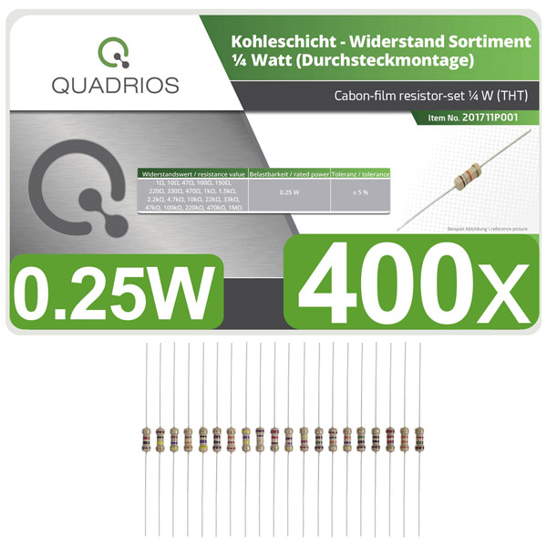 Quadrios 201711P001 Carbon film resistor set Axial lead 0.25W 5% 4...